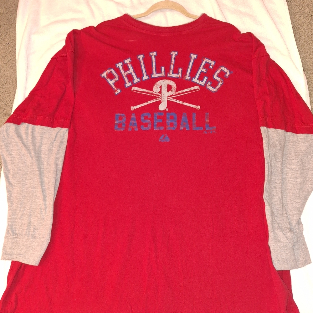 Philadelphia Phillies long sleeve distressed lettering shirt Size 4XL
